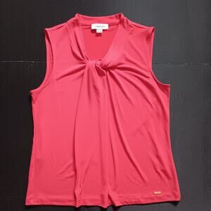 Calvin Klein Women's Sleeveless V-Neck Top Career Tank Petite Med Rose Red